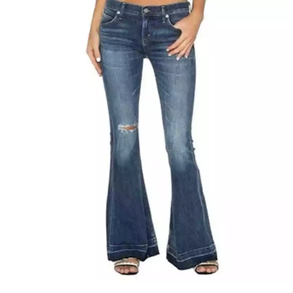 Agolde Revolve Jeans‎ Women Size 25 Blue Madison 70's Distressed Ultra Flare Leg